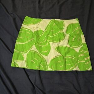 Lilly Pulitzer Size 6 Mini Skirt Lime Green Gold Flowers A Lined Summer Fun